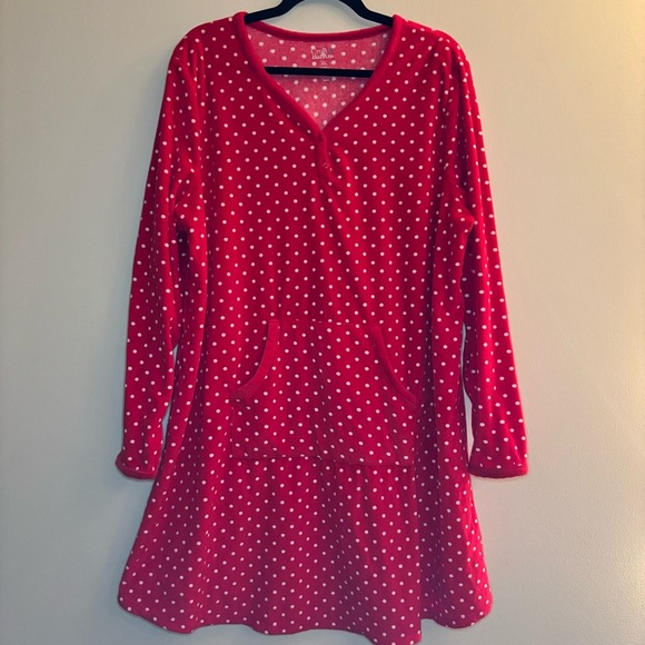 Croft & Barrow Red and White Polka Dot Nightgown Polyester Faux Fur Size XXL - Picture 1 of 10